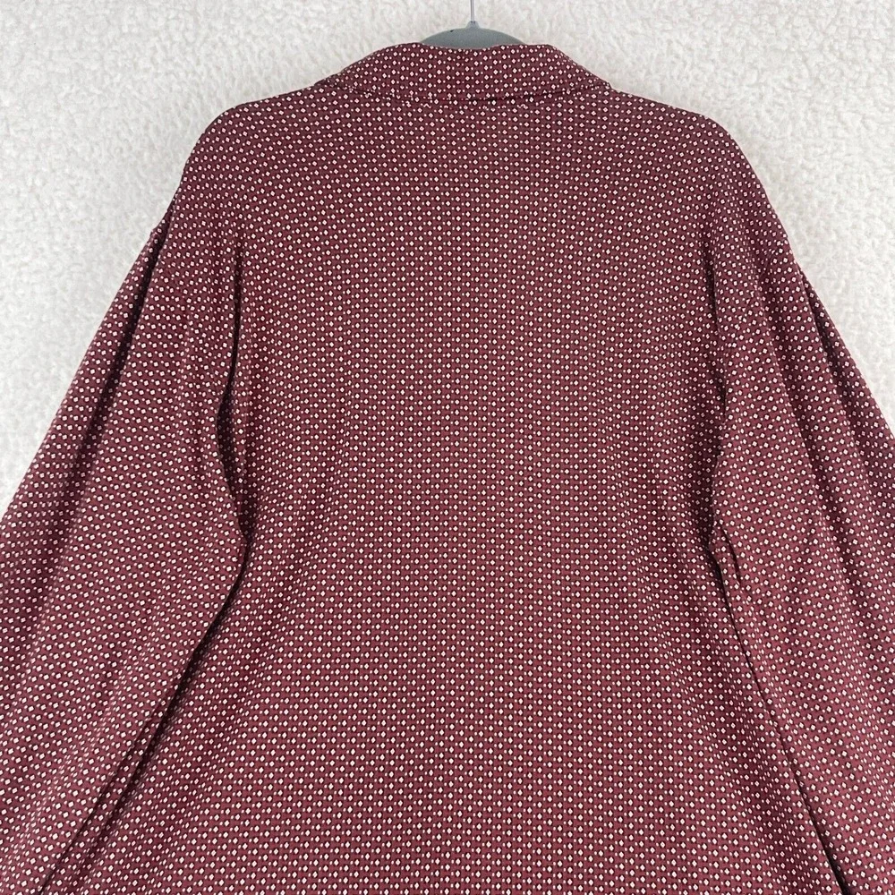 Lands'‎ End Red Long Sleeve Polo Shirt Mens Collared Stretch Geo Print Size XXL